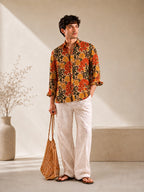 Cream Floral Universal Style – Unisex Shirt Collection