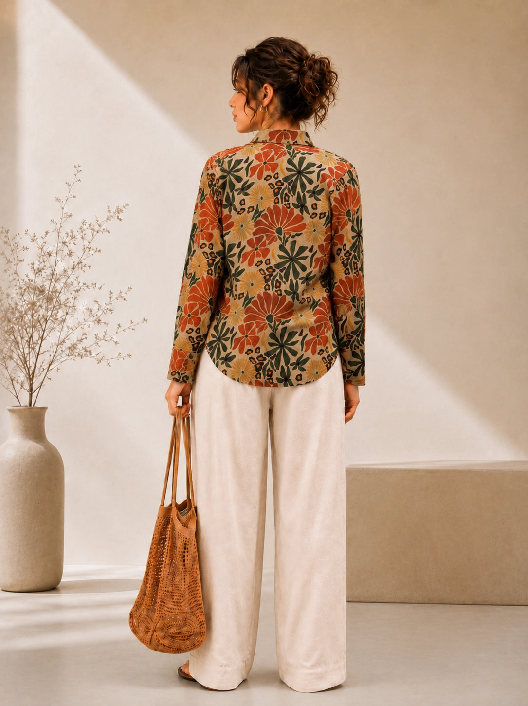 Cream Floral Universal Style – Unisex Shirt Collection