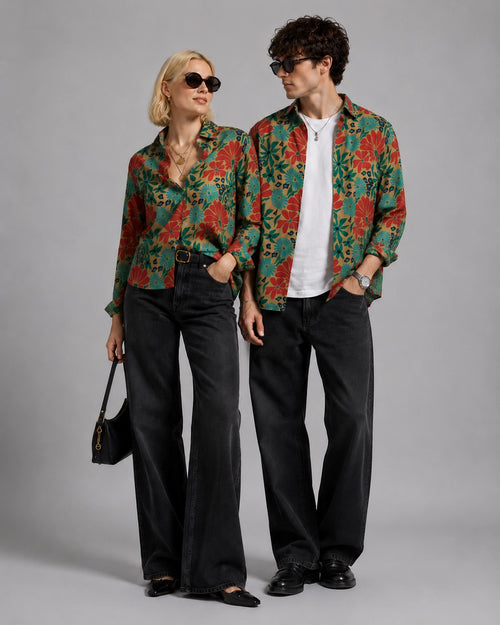 Green Kalamkari Universal Style – Unisex Shirt Collection