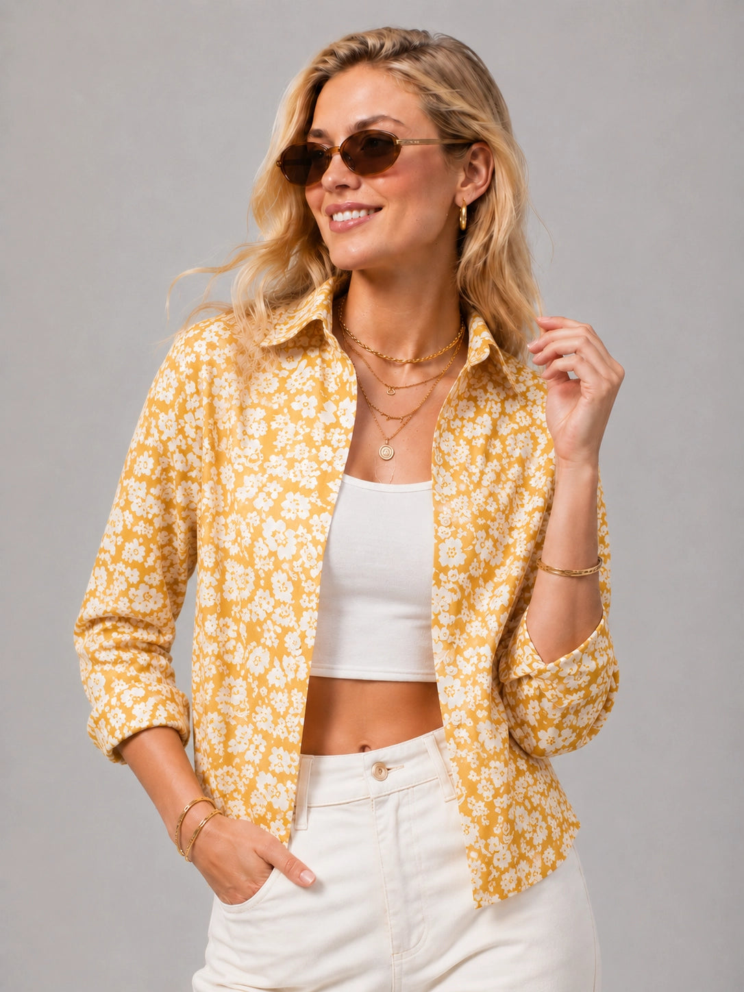 Yellow Floral Universal Style – Unisex Shirt Collection